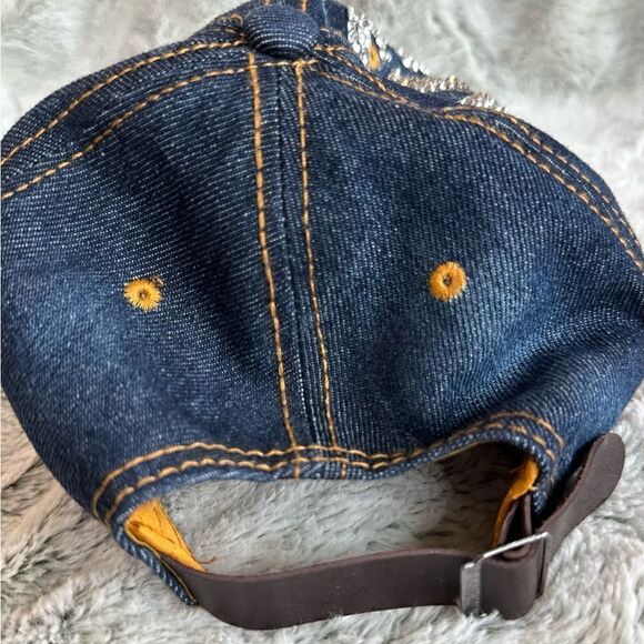 NEW Denim Cap “Baseball Mom” Adjustable Hat Bling Blinged Out w/Distressed Visor - Picture 3 of 5